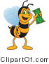 Vector Illustration of a Worker Bee Mascot Holding Cash by Mascot Junction
