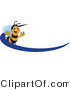 Vector Illustration of a Worker Bee Mascot Logo Mascot with a Blue Dash by Mascot Junction