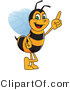 Vector Illustration of a Worker Bee Mascot Pointing Upwards by Mascot Junction