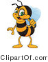 Vector Illustration of a Worker Bee Mascot Using a Magnifying Glass by Toons4Biz