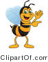 Vector Illustration of a Worker Bee Mascot Waving and Pointing by Toons4Biz