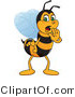 Vector Illustration of a Worker Bee Mascot Whispering by Mascot Junction
