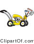 Vector Illustration of a Yellow Cartoon Lawn Mower Mascot Passing by and Carrying Gardening Tools by Toons4Biz