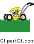 Vector Illustration of a Yellow Cartoon Lawn Mower Mascot Passing by and Mowing Grass by Mascot Junction