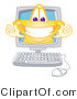 Vector Illustration of a Yellow Cartoon Star Mascot Grinning on a Computer Screen by Mascot Junction