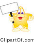 Vector Illustration of a Yellow Cartoon Star Mascot Holding up a Blank Sign by Mascot Junction