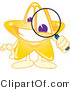 Vector Illustration of a Yellow Cartoon Star Mascot Using a Magnifying Glass by Mascot Junction