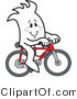 Vector Illustration of an Outlined Cartoon Character Riding a Bike by Mascot Junction