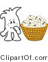 Vector Illustration of an Outlined Cartoon Character with Broken Eggs All in One Basket by Mascot Junction