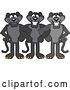 Vector Illustration of Black Panther School Mascots Standing with Linked Arms, Symbolizing Loyalty by Mascot Junction