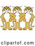 Vector Illustration of Cartoon Bobcat Mascots Standing with Linked Arms, Symbolizing Loyalty by Mascot Junction