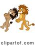 Vector Illustration of Cartoon Lion Mascots Doing a Trust Fall Exercise, Symbolizing Being Dependable by Mascot Junction