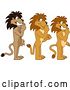 Vector Illustration of Cartoon Lion Mascots Gesturing Silence, Symbolizing Respect by Mascot Junction