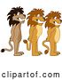 Vector Illustration of Cartoon Lion Mascots Standing in Line, Symbolizing Respect by Mascot Junction
