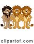 Vector Illustration of Cartoon Lion Mascots Standing with Linked Arms, Symbolizing Loyalty by Mascot Junction