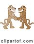 Vector Illustration of Cougar School Mascots Shaking Hands, Symbolizing Gratitude by Mascot Junction