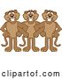 Vector Illustration of Cougar School Mascots Standing with Linked Arms, Symbolizing Loyalty by Mascot Junction